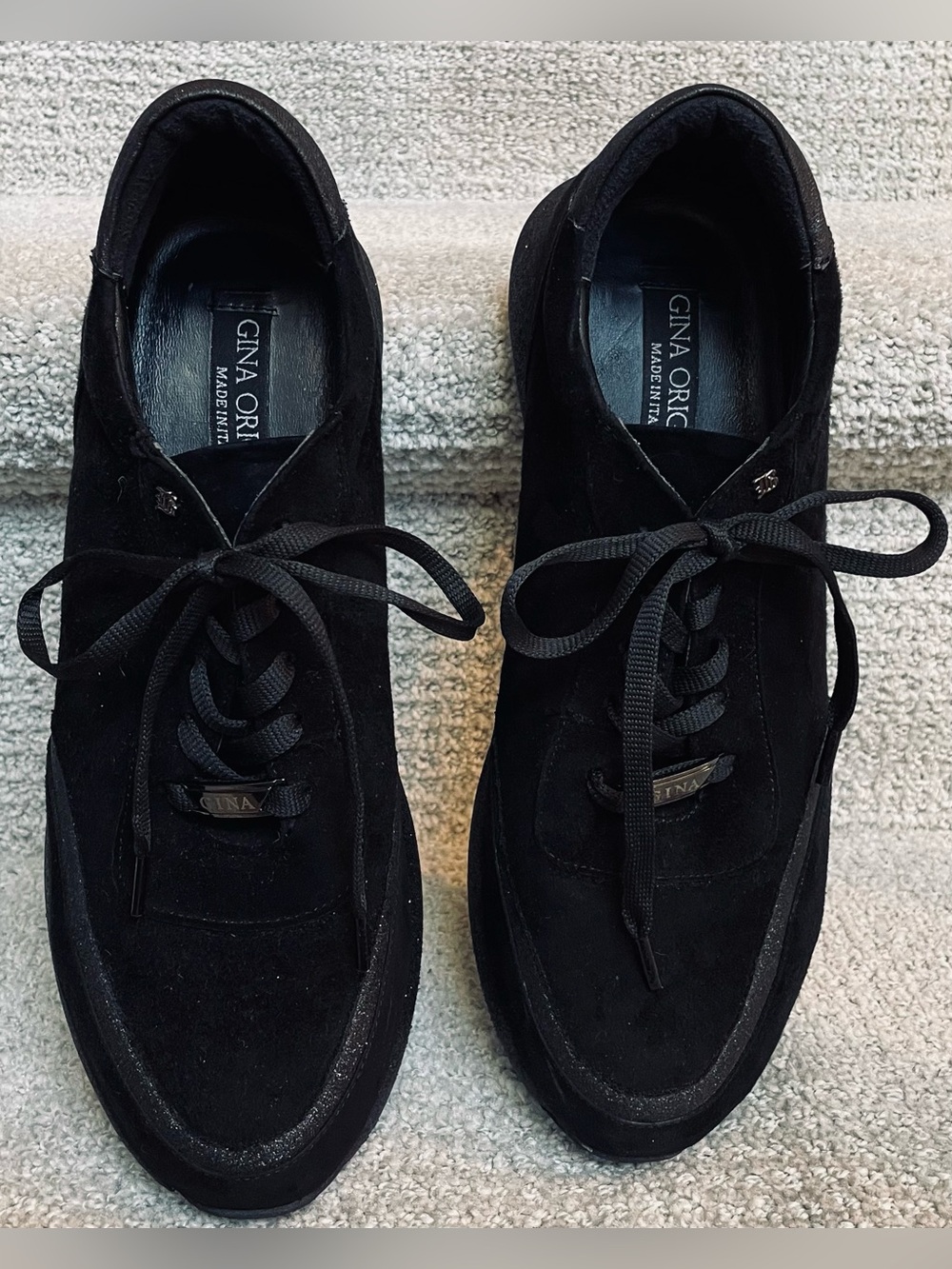 GINA London Black Luxury Suede Sneakers Low Top - EU 40 / US 9.5 MSRP $550